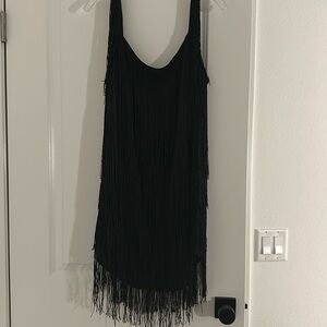 Black Fringe Mini Dress